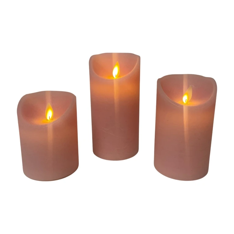 LED svíčky růžové – sada 3 kusů