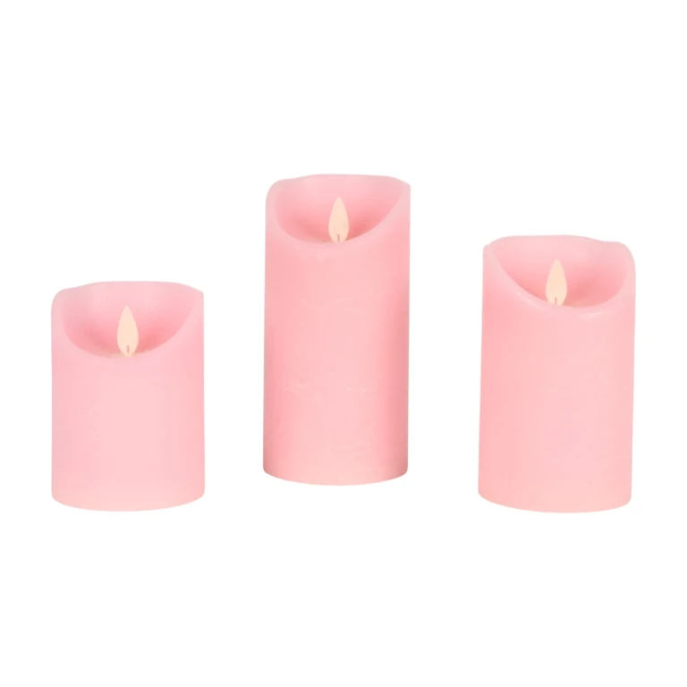 LED svíčky růžové – sada 3 kusů