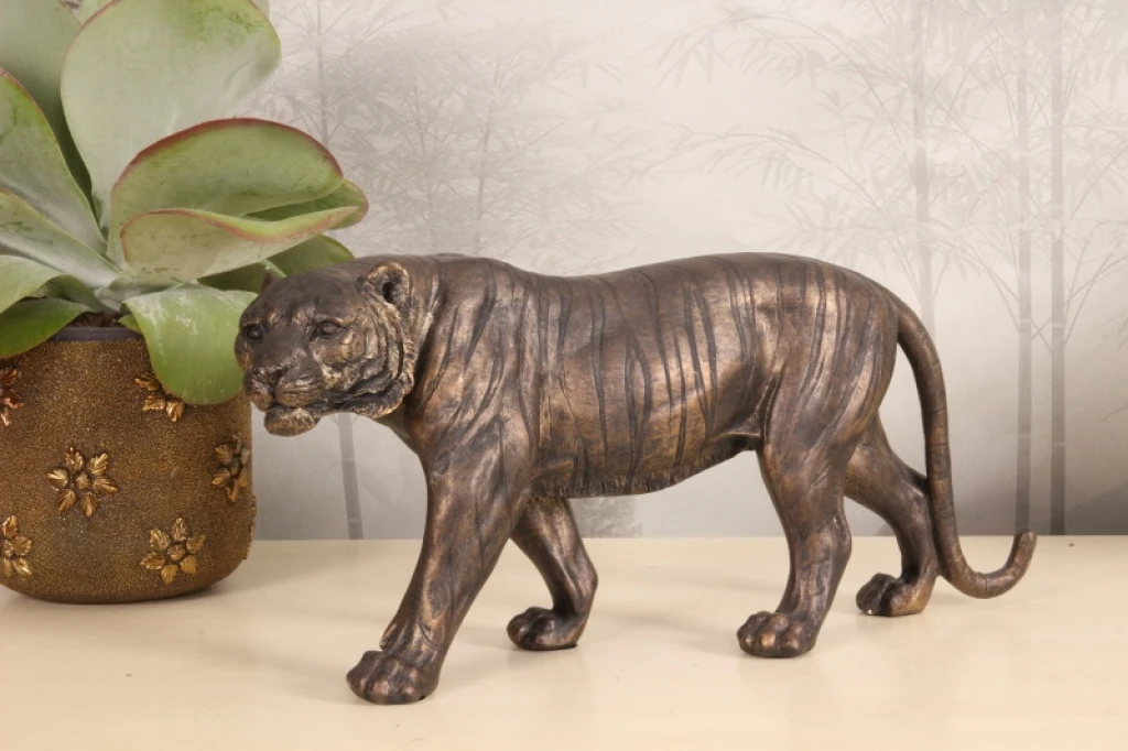 Socha tygra – zlatá – 53 cm