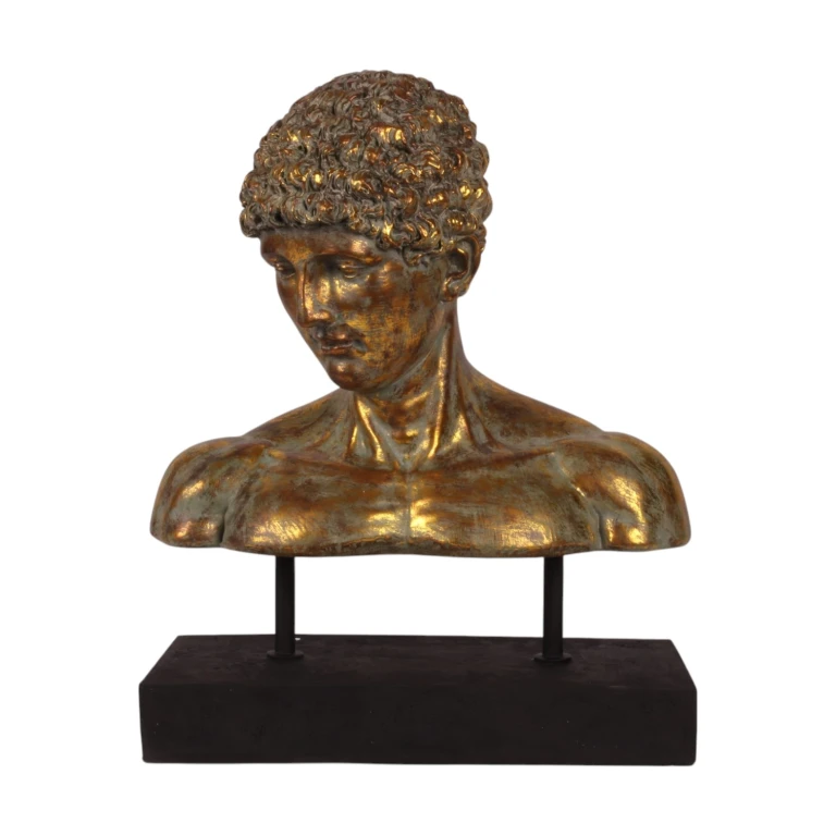 Busta na stojanu – zlatá – 53 cm
