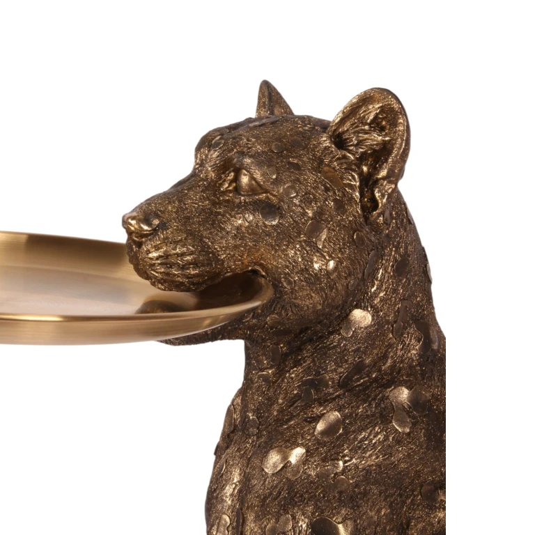 Leopard s podnosem – zlatý – 62 cm