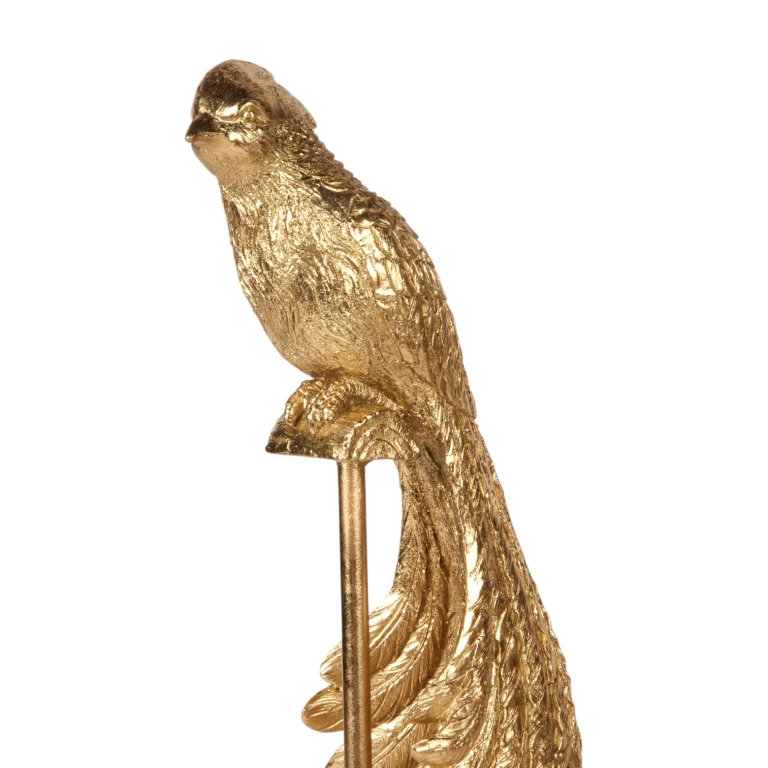 Soška ptáka na podstavci – zlatá – 49 cm