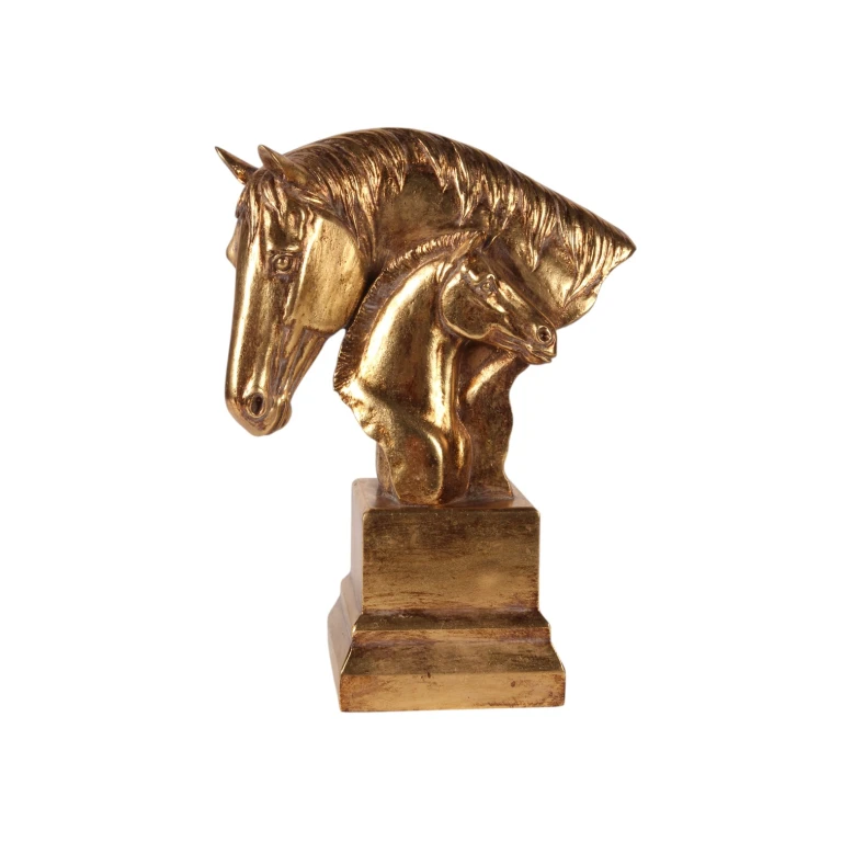 Socha koních hlav - zlatá - 30 cm