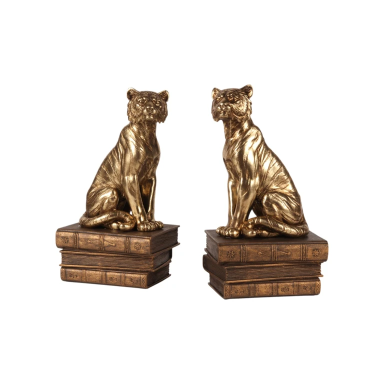 Tiger na knihách – zlatý – 29 cm