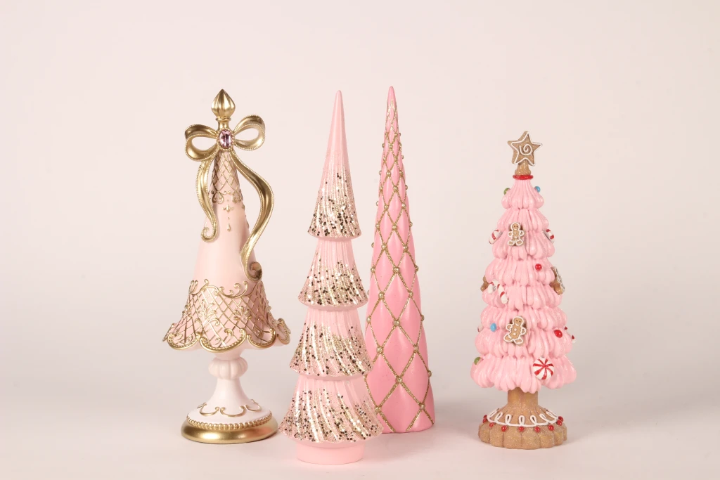 Miniaturní vánoční stromek – růžová – 35,5 cm – umělá pryskyřice