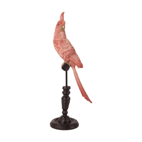 Papegaai op stok - roze - 35 cm