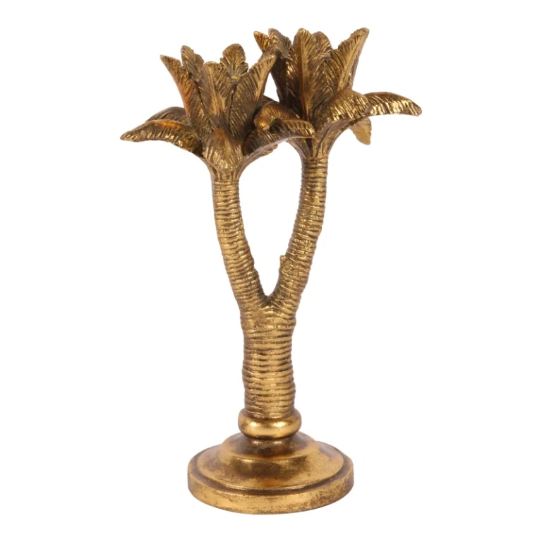 Stojan na svíčky Palmboom - 24 cm - zlatý - umělá pryskyřice