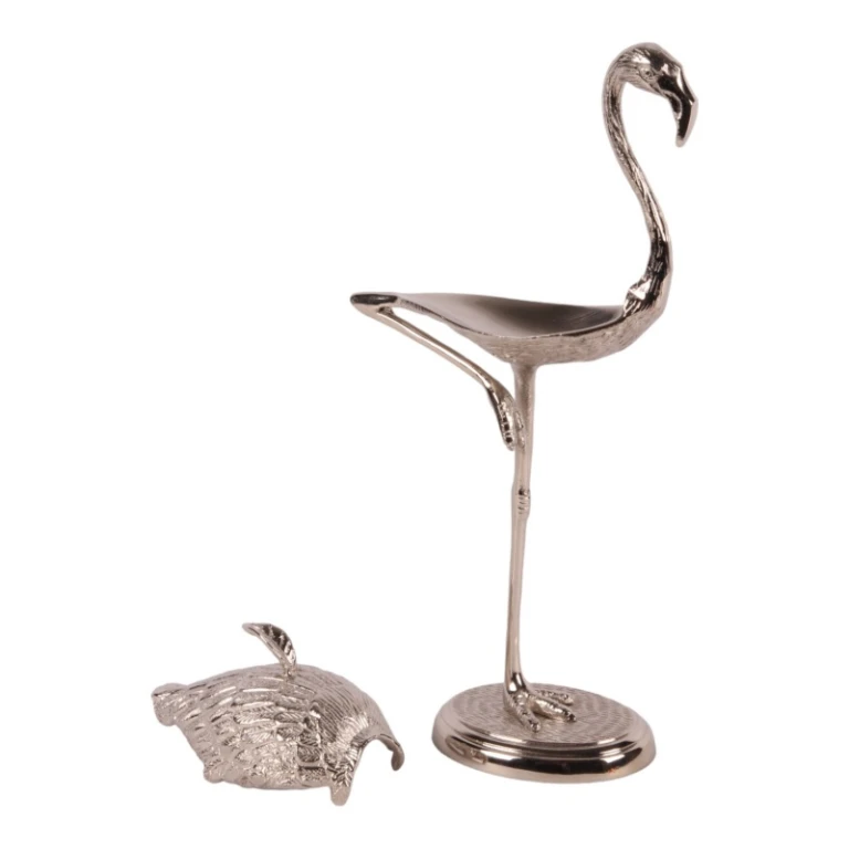 Úložná krabička Flamingo - 29 cm - stříbrná - mosaz