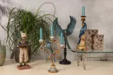 Kandelaar Papegaai 33 cm - Blauw - Resin