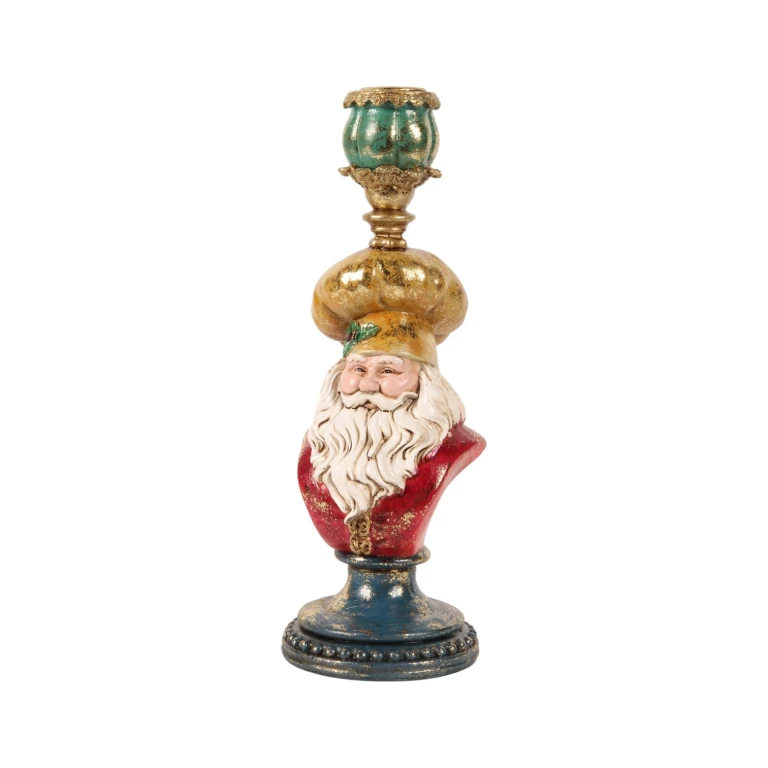 Kandelábř Santa Claus - 25 cm - zlatý - umělá pryskyřice