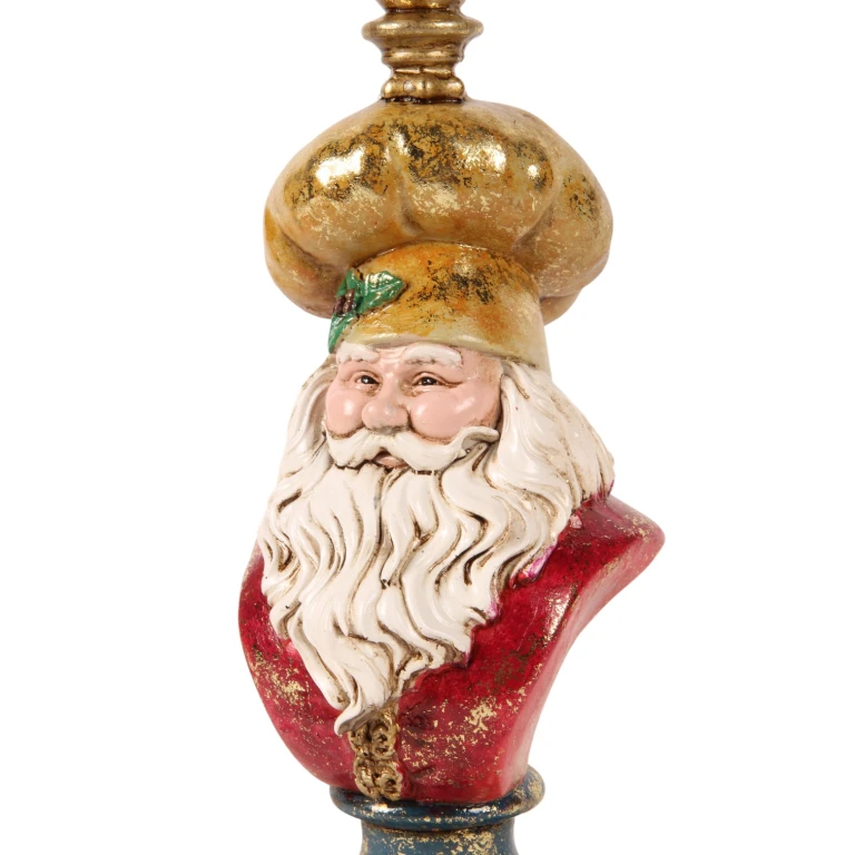 Kandelábř Santa Claus - 25 cm - zlatý - umělá pryskyřice