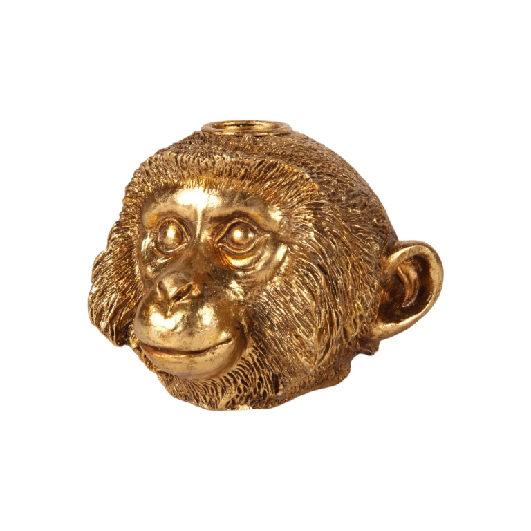 Kandelář opice - 9 cm - zlatý - umělá pryskyřice