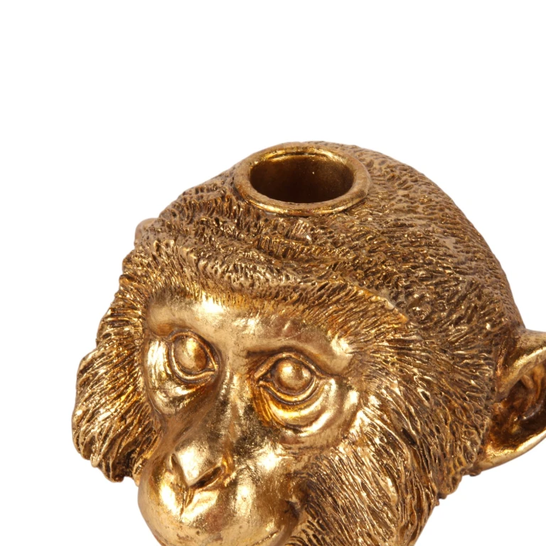 Kandelář opice - 9 cm - zlatý - umělá pryskyřice