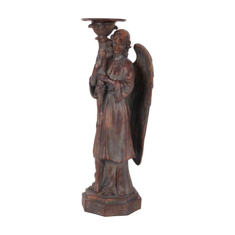 Kandelábry Anděl - 40 cm - starožitně hnědý - umělá pryskyřice