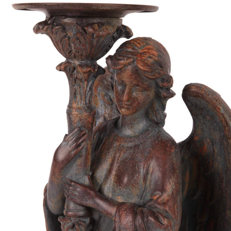 Kandelábry Anděl - 40 cm - starožitně hnědý - umělá pryskyřice