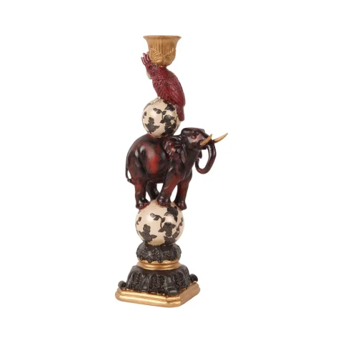 Kandelaar Olifant 30 cm - Rood - Resin