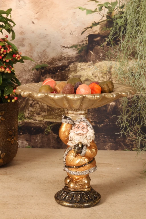 Christmas Santa Bowl - Gold - Resin - 24 cm - 1 piece
