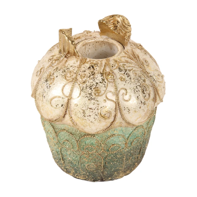 Cake Candle Holder - 9 cm - Blue/Gold - Resin