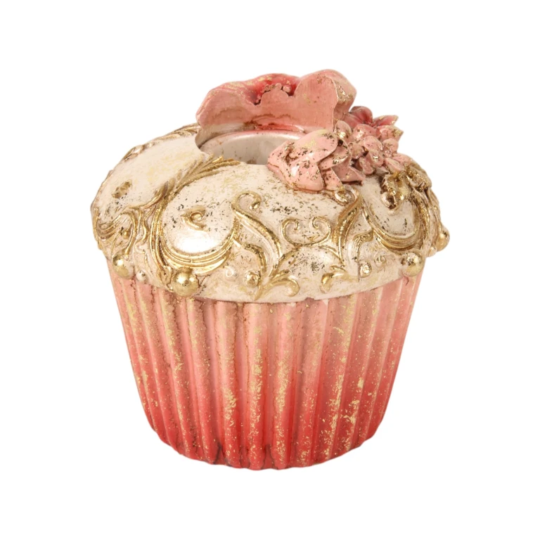 Kandelář Cake – 8 cm – růžová – umělá pryskyřice