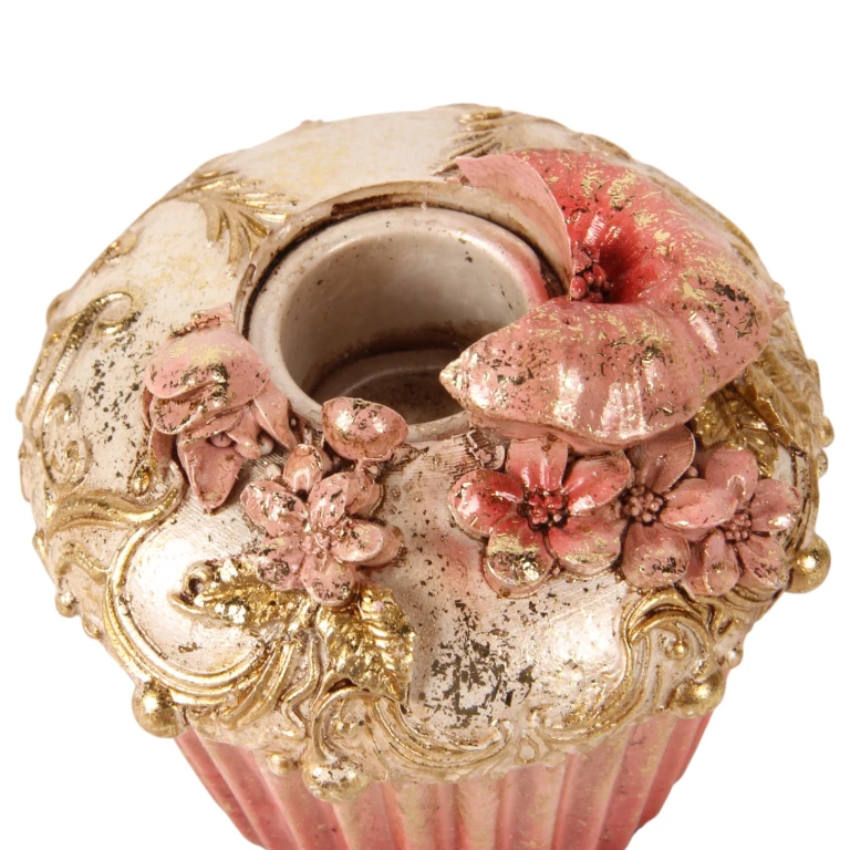 Kandelář Cake – 8 cm – růžová – umělá pryskyřice