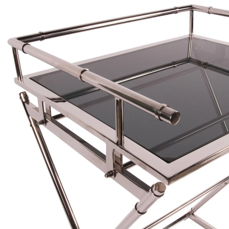 Serving Table - Silver - Glass & Steel - 85 cm