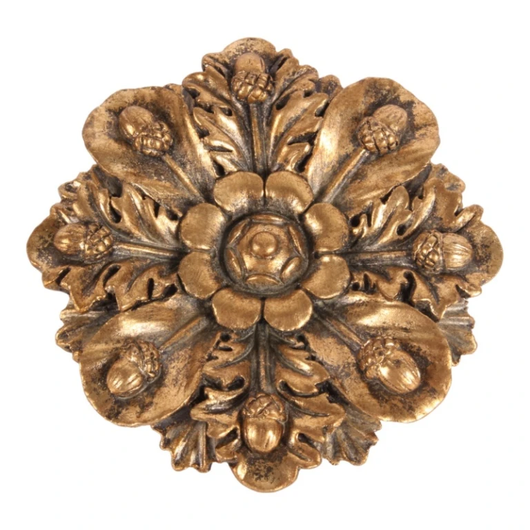 Nástěnná ornament květ - zlatý - 15 cm - umělá pryskyřice