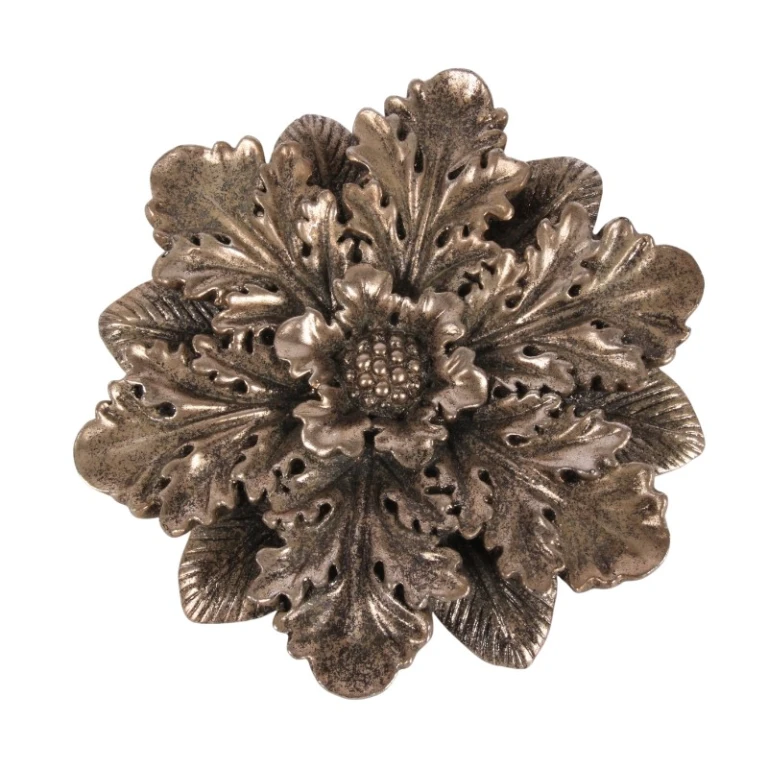 Nástěnná ornament Květina - stříbrná - 20 cm - umělá pryskyřice