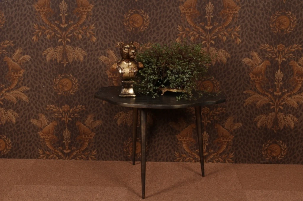 Side table with tree print aluminium - gold brown - 60 cm