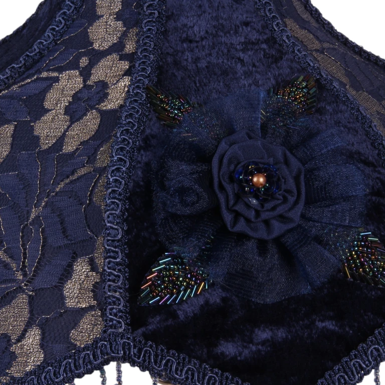 Stínidlo Victorian Dome Scallop - 33 cm - modré - látka