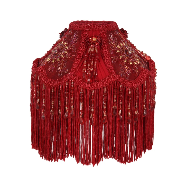 Lampshade Victorian Dome - 18 cm - red - fabric